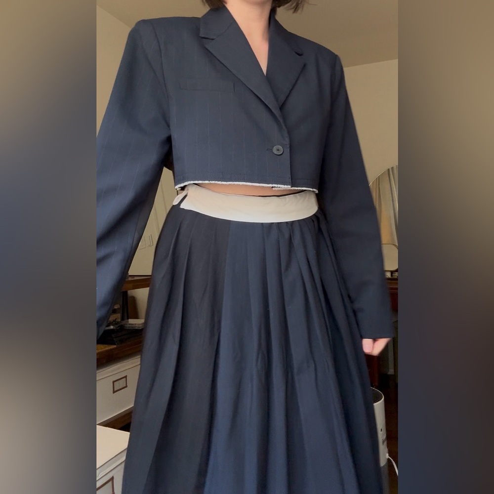 Zara navy pinstripe set